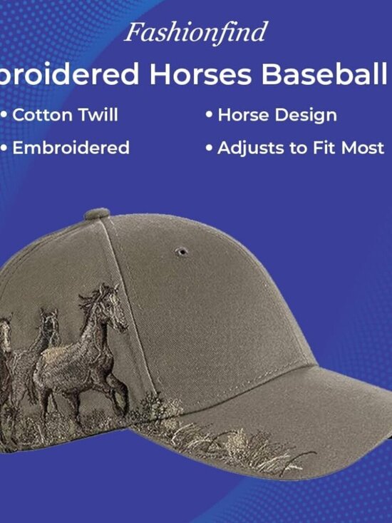 Women\'s Embroidered Horses Baseball Hat Barn Cap for Horse Lovers Cotton Twill main image 5